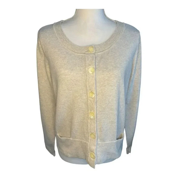 J.‎ Jill Women’s Medium Marled Tan Stretch Button Front Pocket Cardigan - Picture 1 of 7